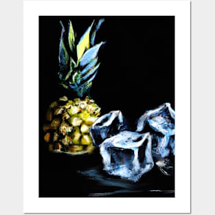 Pineapple and ice cubes Posters and Art